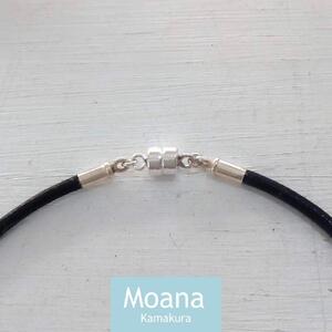 【レディース】シルバー＆牛革ブレスレット  Black