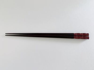 鎌倉彫　箸「市松」　朱　23cm