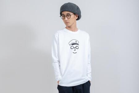 3》【KEYMEMORY 鎌倉】セーラー帽イラストロングTシャツ WHITE