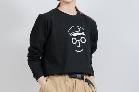 《0》【KEYMEMORY 鎌倉】セーラー帽イラストロングTシャツ BLACK