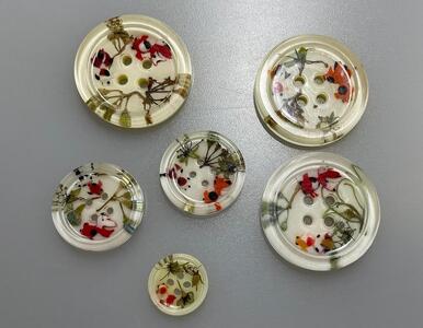 紫陽花と金魚のボタン6個セット