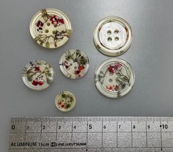 紫陽花と金魚のボタン6個セット