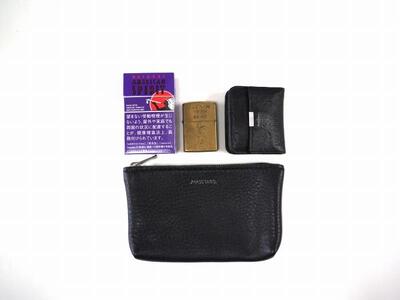 MASSTARD -MINIMAL LEATHER POUCH SMALL- BLACK