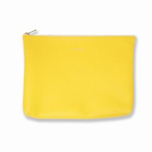 MASSTARD -MINIMAL LEATHER POUCH LARGE-YELLOW