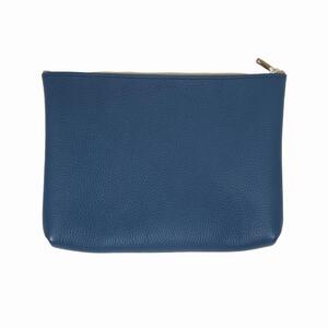 MASSTARD -MINIMAL LEATHER POUCH LARGE- NAVY