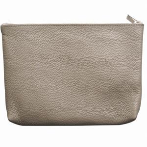 MASSTARD -MINIMAL LEATHER POUCH LARGE- GREIGE
