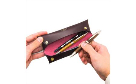 【トレーペンケース】湘南工房 折革スリム (バーガンディ)