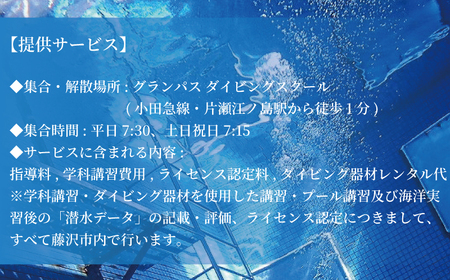 ダイビング ライセンス 取得 1名 【ダイビング】 資格 首都圏 関東 神奈川
