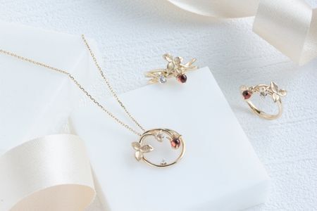 ネックレス レディース ジュエリー 【K10 Strawberry ガーネット トパーズ ダイヤモンド】