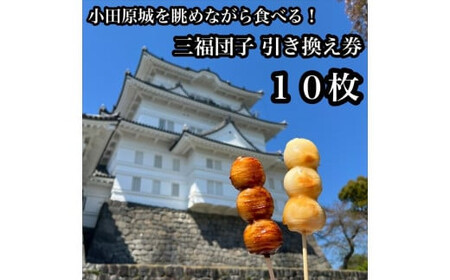 小田原城を眺めながら食べるお団子 三福団子引換券 10本分 くるみ味噌 みたらし団子【 引換券 神奈川県 小田原市 団子】