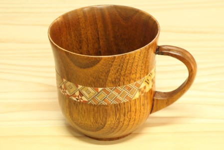 【箱根寄木細工　マグカップ2つと寄木盆のセット】伝統工芸品で素敵なひと時を