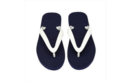 海にかえる生分解性の国産ビーチサンダル「SIX LINE」☆小田原城型フローティングキーホルダー付き ソール:ネイビー×鼻緒:ホワイト・25cm【高島屋選定品】