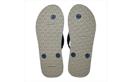 海にかえる生分解性の国産ビーチサンダル「SIX LINE」☆小田原城型フローティングキーホルダー付き ソール:グレー×鼻緒:ネイビー・29cm【高島屋選定品】