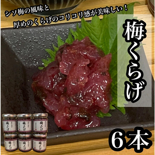 梅くらげ 6本【くらげ 珍味 おつまみ 梅しそ 惣菜 海鮮 塩辛 珍味 お取り寄せ 御中元 お中元 お歳暮 父の日 母の日 贈り物 日本酒 焼酎】【神奈川県小田原市早川】