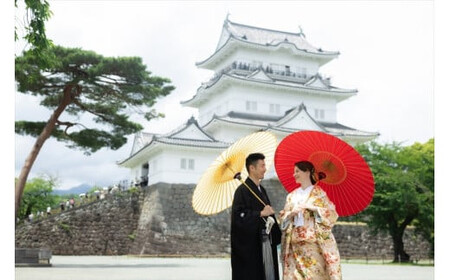 小田原城フォトウェディング（60分撮影・衣装・美容・写真データ付き）【小田原 出張撮影 60分 撮影データ 写真データ 写真 カメラマン 同行撮影 時間内撮影し放題　小田原城 結婚 結婚写真 神奈川県 小田原市 ウェディング ウェディング】