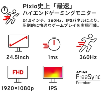 ゲーミングモニター 24.5インチ 液晶ディスプレイ 360hz FHD Fast IPSパネル PX259PS ＜パッケージ傷あり＞【 神奈川県 小田原市 】