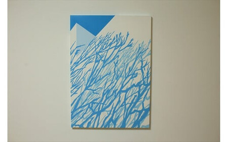 原画【ある青い晴天の日のできごと】オリジナル風景画　キャンバス ペインティング　小田原出身在住イラストレーターの作品　心象風景　子供の頃見た風景　海　空　山 アート アート