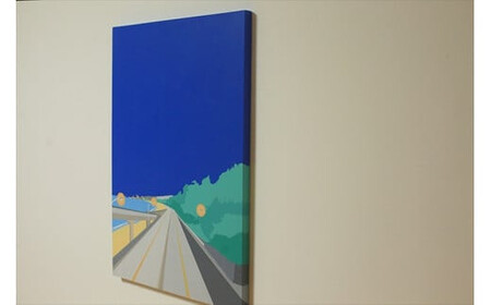 原画【帰り道】オリジナル風景画　キャンバス ペインティング　小田原出身在住イラストレーターの作品　心象風景　子供の頃見た風景　海　空　山 アート アート