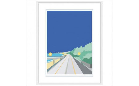 【帰り道】直筆サイン入り　額付きジークレープリント　小田原にある景色　心象風景　片田舎の風景　子供の頃に見た風景　海　空　山 アート アート