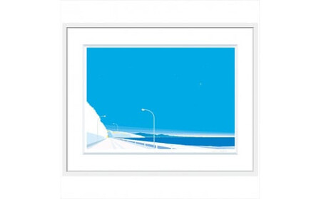 【瞬き】直筆サイン入り 額付きジークレープリント 小田原にある景色 心象風景 片田舎の風景 子供の頃に見た風景 海 空 山 アート アート