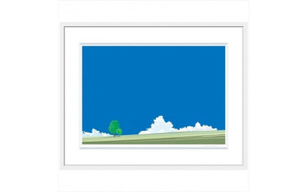 【彼女の想いで】直筆サイン入り　額付きジークレープリント　小田原にある景色　心象風景　片田舎の風景　子供の頃に見た風景　海　空　山 アート アート