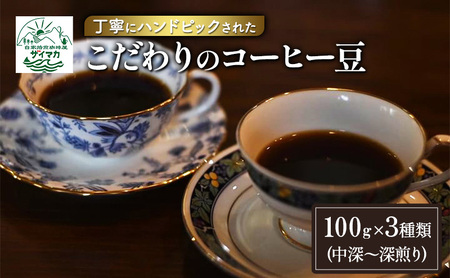 コーヒー 丁寧にハンドピックされたこだわりのコーヒー豆100g×3種類(中深～深煎り) 珈琲 コーヒー豆 珈琲豆 豆 焙煎 自家焙煎 セット 豆
