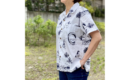 アロハシャツ 茅ヶ崎ALOHA アロハシャツ メンズ レディース アロハ ALOHA 半袖 シャツ 夏 総柄 サザンC 烏帽子岩 えぼし岩 フラ 茅ヶ崎市 神奈川県 XL
