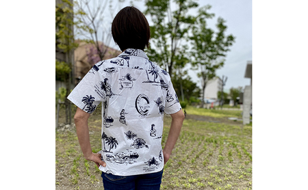 アロハシャツ 茅ヶ崎ALOHA アロハシャツ メンズ レディース アロハ ALOHA 半袖 シャツ 夏 総柄 サザンC 烏帽子岩 えぼし岩 フラ 茅ヶ崎市 神奈川県 XL