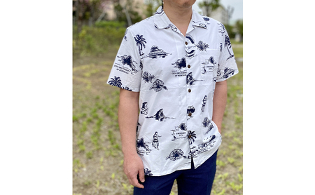 アロハシャツ 茅ヶ崎ALOHA アロハシャツ メンズ レディース アロハ ALOHA 半袖 シャツ 夏 総柄 サザンC 烏帽子岩 えぼし岩 フラ 茅ヶ崎市 神奈川県 XL
