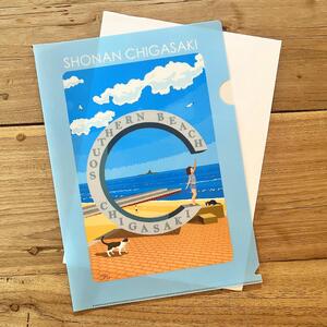 湘南・茅ヶ崎で描く、海を感じるイラストアート 『湘南ランドスケープ：A4 クリアファイル　5枚セット』 /風景 絵画 サザンC 犬 猫