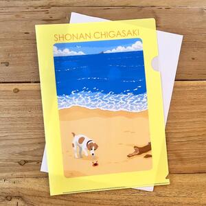 湘南・茅ヶ崎で描く、海を感じるイラストアート 『湘南ランドスケープ：A4 クリアファイル　5枚セット』 /風景 絵画 サザンC 犬 猫
