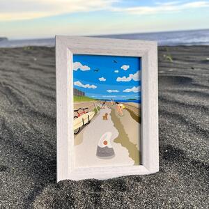 湘南・茅ヶ崎で描く、海を感じるイラストアート 『湘南ランドスケープ：ポストカード　12枚セット』  /絵葉書 絵画 風景 犬 猫 サザンC