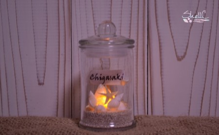 シェルランプ　【Chigasaki】 雑貨 日用品 インテリア 貝殻のランプ 灯り 手づくり  青