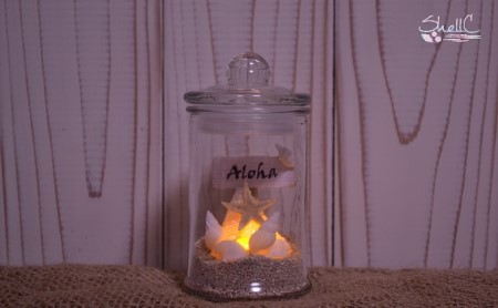 シェルランプ　【Aloha】 雑貨 日用品 インテリア 貝殻のランプ 灯り 手づくり  白