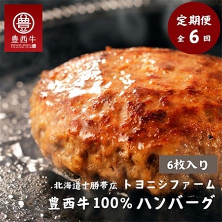【毎月定期便】豊西牛100%ハンバーグ 6枚セット全6回_肉 ハンバーグ 牛肉   定期便 定期便  _【配送不可地域：離島】【4011601】