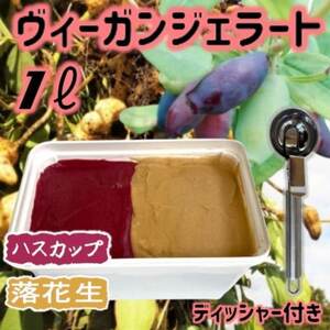 北海道産ヴィーガンジェラート落花生+ハスカップ2色1Lディッシャー付き_菓子・スイーツ アイス・ジェラート  _【配送不可地域：離島】【1490074】