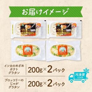 十勝 グラタン2種セット 各2個 ブロッコリー ポテト レンジであたため 北海道 帯広市【配送不可地域:離島】【1608956】