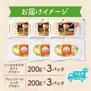 十勝 グラタン2種セット 各3個 ブロッコリー ポテト レンジであたため 北海道 帯広市【配送不可地域：離島】【1608964】