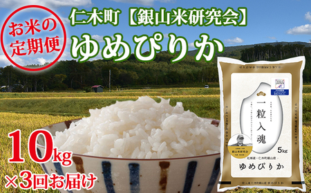 3ヶ月連続お届け【ANA機内食に採用】銀山米研究会のお米<ゆめぴりか>10kg