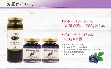 北海道産 ブルーベリーソース 200g 1本 ブルーベリージャム 180g 2個セット ジャム瓶 ブルーベリー 詰め合わせ フルーツ 果物 自然農園 お取り寄せ ギフト 贈り物 産地直送 のし 北海道 仁木町 