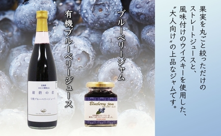 北海道産 ブルーベリージュース 710ml 1本 ブルーベリージャム 180g 2個セット 果汁 100% ジュース フルーツ 果物 自然農園 お取り寄せ ギフト gift 仁木町 余市町