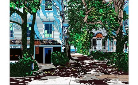 版画 鈴木英人版画 「プロビンスタウン ハウス 2」 フレーム付き 絵画 アート 絵 芸術 インテリア サイン入り アメリカ 逗子市 神奈川県