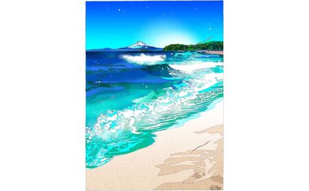 絵画 海辺（M） 版画 鈴木英人版画 「ハーフマイル ビーチ」 フレーム付き 絵画 アート