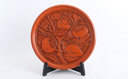 逗子茜工房 鎌倉彫 尺丸盆 柿（カキ） | 神奈川県逗子市 | ふるさと