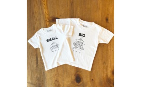 2人兄弟姉妹でおそろい/ハンバーガー SMALL×BIG プリント/ Tシャツ2枚