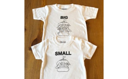 2人兄弟姉妹でおそろい/ハンバーガー SMALL×BIG プリント/ Tシャツ2枚組ギフトセット【出産祝い・誕生日・ギフト・プレゼント】 80cm×140cm