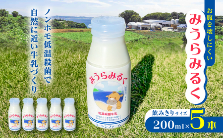 みうらみるく 飲みきりサイズ 200ml × 5本 M091-001-02 牛乳 ノンホモ牛乳 コーシンファーム ふるさと納税 神奈川県 三浦市 おすすめ ランキング プレゼント ギフト