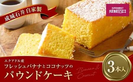 成城石井 自家製 エクアドル産 フレッシュバナナとココナッツのパウンドケーキ 3本 自家製バナナジャム ココナッツクリーム ケーキ 焼き菓子 お菓子 スイーツ デザート 冷蔵