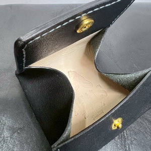 YIHALS ハンドメイド 牛革 コインケース ブラック《靴屋が手掛ける革製品》｜イハレス レザー 革小物 [0660]
