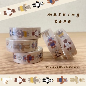 [tulip bear (チューリップベア)] hanaさんのイラスト雑貨 4種セット (メッセージカード、マスキングテープ、ハンカチ、ポーチ《選べるポーチデザイン：うさぎとリボン／ねことりぼんとパンケーキ／くまとたまご》)★イラスト：hanaさん｜ベビー用品 赤ちゃん キッズ 男の子 女の子 出産祝い ギフト 可愛い [0838]